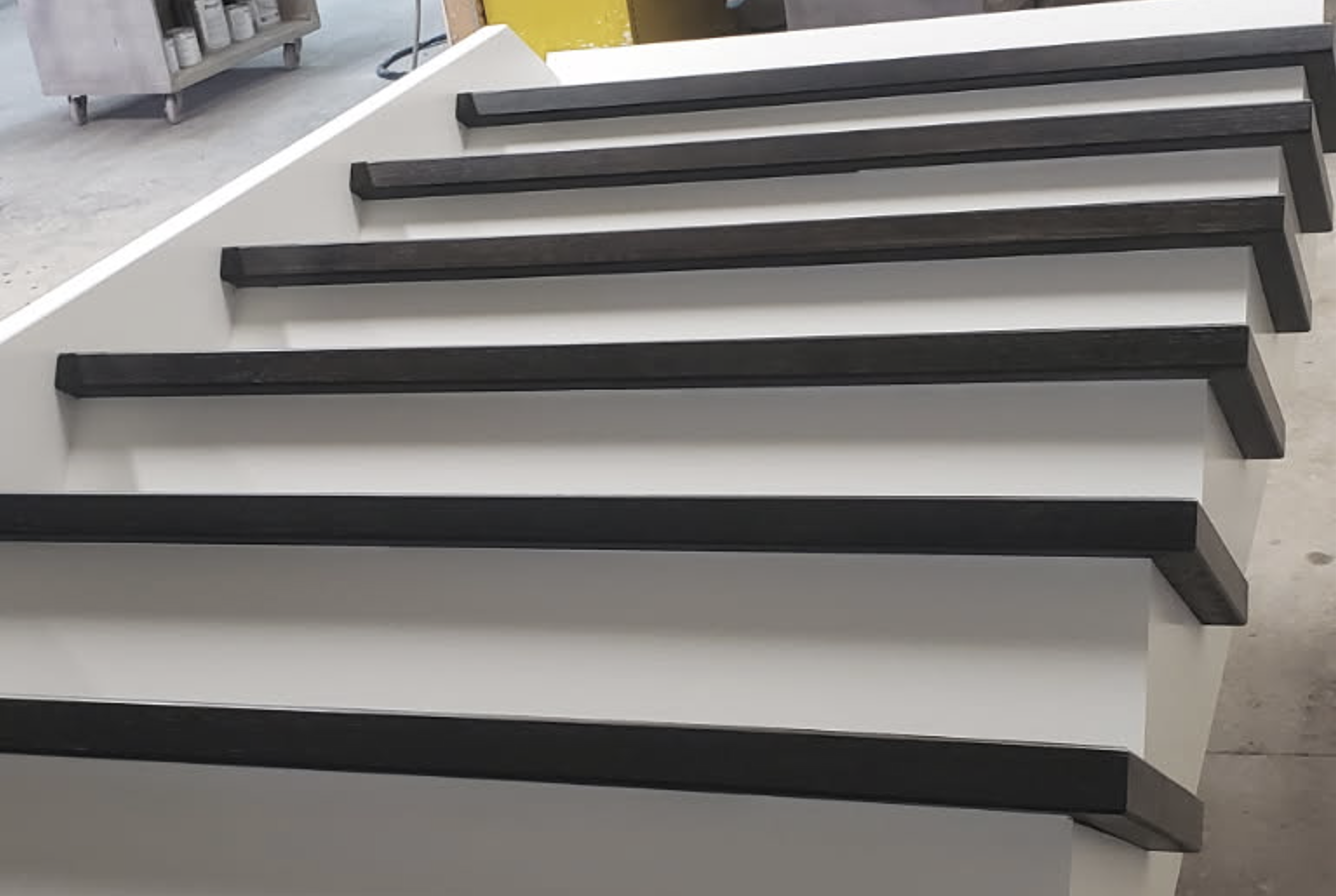 Close-up of custom railing finish